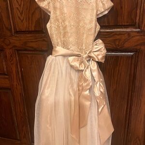 Gold Flutter Sleeve Gown for Wedding Guests